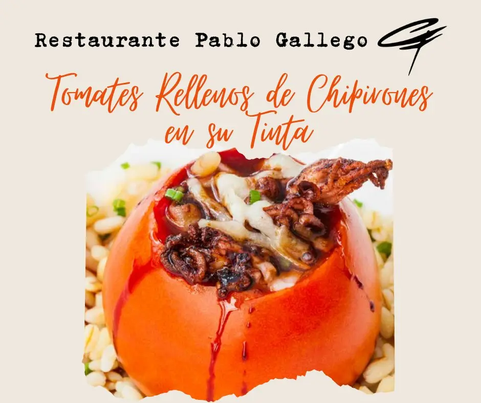 Tomates rellenos de chipirones en su tinta, Recetas Pablo Gallego